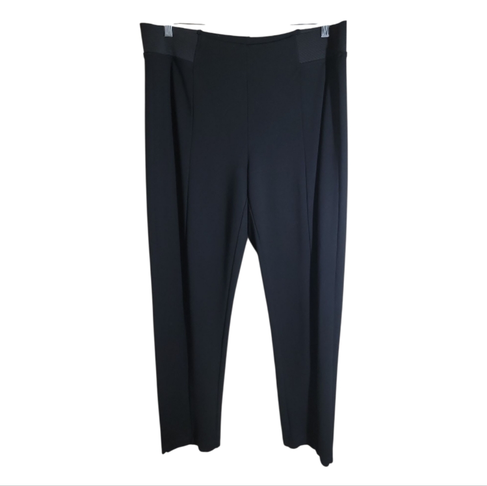 Terra & Sky pull on women's high waisted plus size black ponte pants size 1X